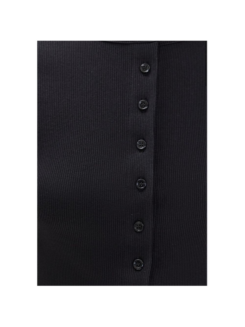 Reformation Black Ribbed Button-Front Mini Dress - Picture 2 of 9